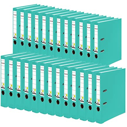 Original Falken 25er Pack PP-Color Kunststoff-Ordner. Made in Germany. 5 cm schmal DIN A4 Pastell-Farbe türkis Ringordner Vegan Aktenordner Briefordner Büroordner Plastikordner Schlitzordner