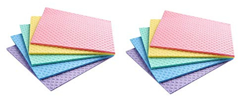 Sold_By_Cheapnwork Reusable Cleaning Cellulose Sponge Cloths Absorbent Wipes Clean Kitchen Car Dish Eco-Friendly Dishcloth Hand Towel Auto (2 Pack (10pcs))