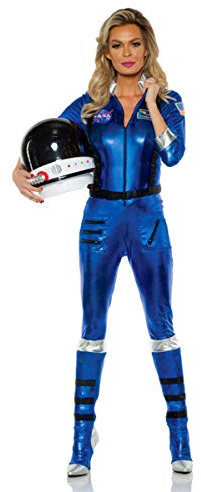 Horror-Shop Astronautenkostüm für Damen in Metallic Blau für Kostümparties XL
