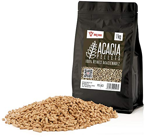 BBQ-Toro Akazienpellets 1 kg | Premium Grillpellets für Grill, Smoker & Heizung | Natürliches Akazienaroma | Langsame Brenndauer & intensiver Rauchgeschmack