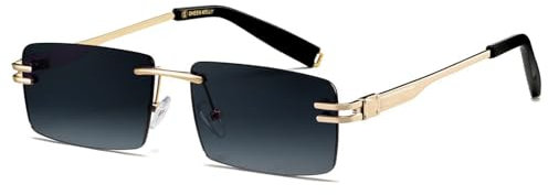 SHEEN KELLY Retro randlose Sonnenbrille für Männer Frauen Rechteck Ultra-Small Frame Sonnenbrille Durchsichtige Brille