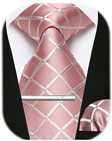 Enlision Herren Krawatten und Einstecktuch krawattenklammer Set Paisley Karierte Krawatte Taschentuch Krawattennadel Für Männer Business Hochzeit Tie Sets