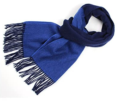 Scarf Cashmere Women, Winterschal Damen Warm Dunkelblau Hellblau Quasten mit Langen Streifen Scarf Unisex 200X40CM(79X16In)