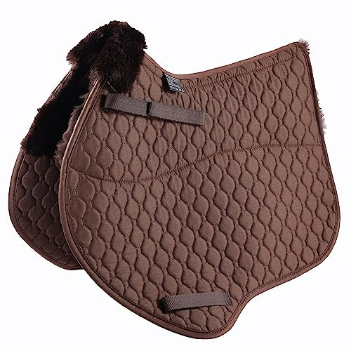 Merauno® Lammwolle GP Schabracke Volldecke Jumping Numnah Schabracke & Quadratische Schabracken Reiten Show Allzweckpolster (VSS, Braun)