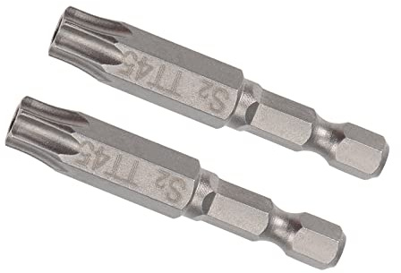 Kozelo 2pz Torx Cacciavite Bit - [2 x H1/4 x T45] Esagonale Gambo Magnetico Sicurezza Stella Testa per Pneumatico o Potenza Strumento Uso S2 Acciaio