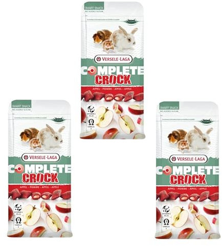 Versele-Laga Complete Crock Manzana | Paquete Triple | 3 x 50 g | Snack para Conejos y roedores | Capa crujiente y Relleno Suave de Manzana | Fácil de digerir y sin azúcares añadidos