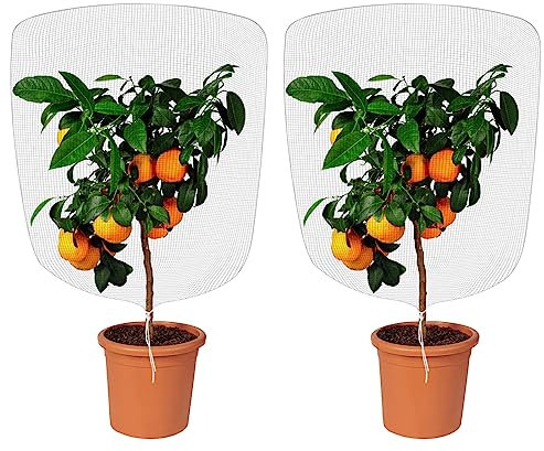 OFFCUP Filet Anti Insecte, 2pcs Filet de Protection Contre Les Insectes, Filets de Jardin Anti-Insectesavec Cordon de Serrage Maille Fine pour Protéger Les Plantes en Pot (1 x 1,5 m)