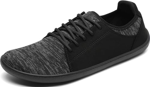 SAGUARO Unisex barfotaskor Free Walker Luck III-Knit bred tåbox utomhus promenadskor, storlek 36–48, svart, 40 EU