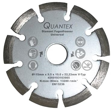 Diamant Frässcheibe Ø 115 mm mit V- Segment. Segmentstärke 9,5 mm, Fugenfräser für Mauerwerk und Putz
