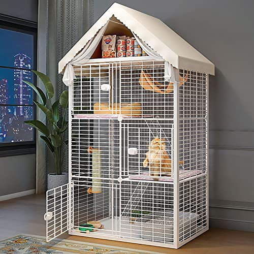 Großer Katzenkäfig für drinnen – Katzenkäfig für draußen, Katzengehege, Katzenlaufstall, Katzenhütte, Haustierlaufstall, Kleintierkäfig – für kleine Tierwelpen, Kätzchen, Hasen (Größe: 92 x