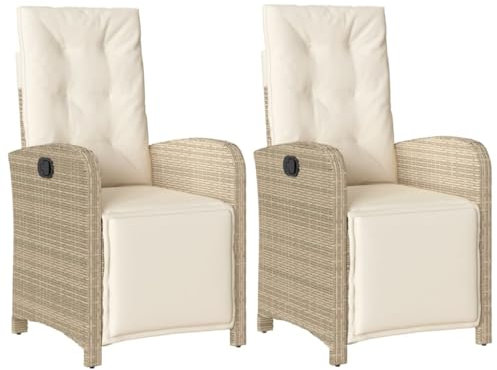 Gecheer 2 STK. Verstellbar Garten Liegestuhl, Gartenstuhl mit Fußteil, Relaxstuhl Sessel Sonnenliege Hochlehner Stuhl Gartensessel Gartenmöbel Poly Rattan