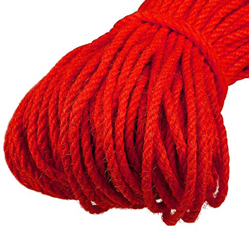 Gartenschnur, 5 mm, Bunte Juteschnur, natürliche Juteschnur, Länge 100 Meter, geeignet for DIY-Geschenkverpackung und Gartenarbeit, Rot (Color : Red)