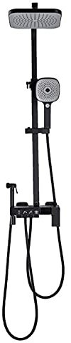duschkopfDuschsystem, modernes Duscharmatur-Set mit Digitalanzeige, wandmontiertes Duschmischset in Schwarz mit 22 cm Kopfbrause und verstellbarer Handbrause, freiliegende Duschsäule, einfac