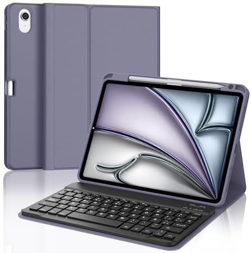 SENGBIRCH Funda con Teclado para iPad Air 11 M4 2026/M3 2025/M2 2024, Bluetooth Magnética Desmontable, Español Ñ Teclado para iPad Air 11 Pulgadas M4/M3/M2 (2024-2026), Púrpura Lavanda