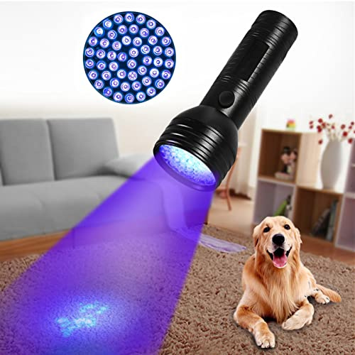 MOUMOUTEN Pet Urine Detector Light, Handheld Black Light Flashlight with 51 LEDs, Portable Dog Cat Urine Finder for Carpet & Furniture