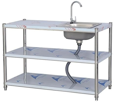 Evier Exterieur,Evier Inox 1 bac,Evier Cuisine avec egouttoir,Meuble Plonge Inox Autoportant,Évier Utilitaire avec Robinet et Support, Lavabo pour Restaurant,Garage,Jardin,Entrepôts,Camping-car RV(130