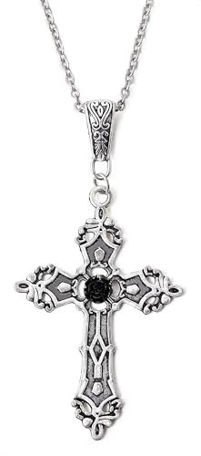 Hanary Gothic Black Zinc Alloy Cross Necklace, Y2k Vintage Gothic Jewelry, Halloween Goth Jewelry Gift for Women