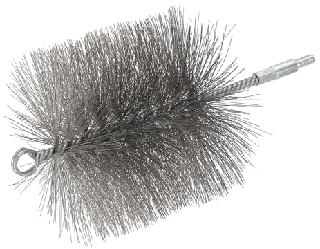 PATIKIL 4 Wire Chimney Cleaning Brush, Stainless Steel Round Chimney Sweep Brush with 1/4 NPT Fitting for Fireplace Burning Stove Tent Dryer Pipes, Silver