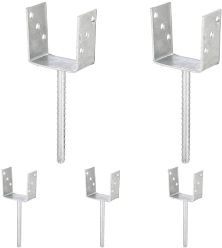 Alberts 214289 U-Pfostenträger | mit Betonanker aus Riffelstahl | feuerverzinkt | lichte Breite 101 mm | Länge Betonanker 200 mm (Packung mit 5)