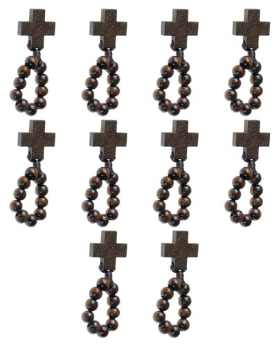 Holzperlen, Finger-Rosenkranz mit 8 mm Perlen und Kreuzanhängern für Gebetsmeditationen, elegante Holzmaserung, Rosenkranzperlen