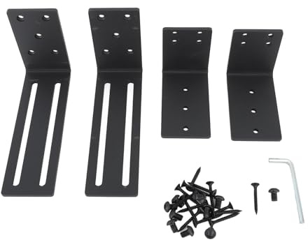 Sentille de sécurité de Porte Lourde, Support de Barricade de Porte Réglable Ajustement pour le Bois 2x4 / 4x4, 2 PCS en Acier en Carbone Bar Ouverte pour Garage, Grange, Hangar,