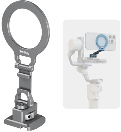 SMALLRIG Metall-Handyhalterung mit Grundplatte für Arca-Standard, kompatibel für DJI RS 4 Mini/RS 5, Handyhalterung mit Zubehörschuh, Handy-Stativhalterung für iPhone 17/16/15/14 usw. – 5339 | Smartphone-Unterstützung mit Kaltschuh-Halterung, Grundplatte für Arca, für DJI RS 4 Mini & für iPhone 17/16/15 Serie