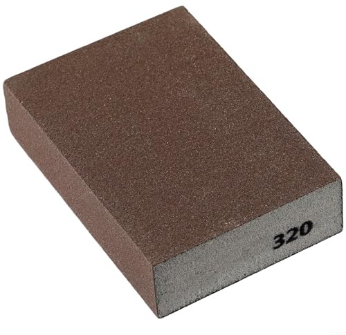 1 blocco di spugna abrasiva per uso bagnato e asciutto, 7 grane da grossolana a superfine per lucidare superfici in legno, metallo e plastica (320#)