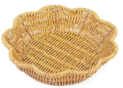 Delicato cestino per il pane in vimini finto robusto vassoio per fiori fatto a mano per tavoli da cucina top o vetrine di mercato