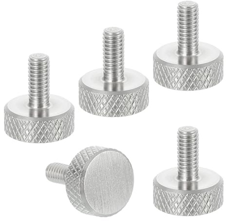 sourcing map M4x8mm Knurled Thumb Screws 304 Stainless Steel 12mm D 5 Pcs