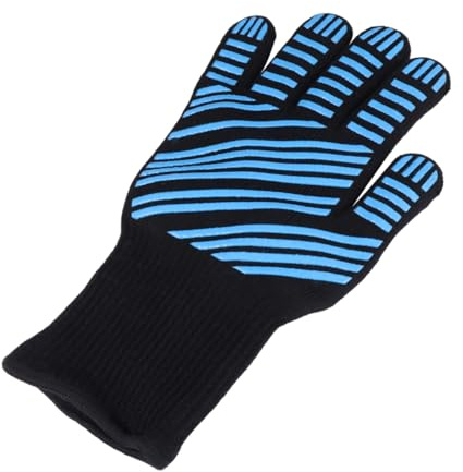 IWOWHERO Silicone Gloves Mitts Kitchen Oven Utility Grilling Oven Mitt Cooking Thermal Insulated Gloves Thin Heat Resistant Heat Resistant for Work Barbecue Glove Blue