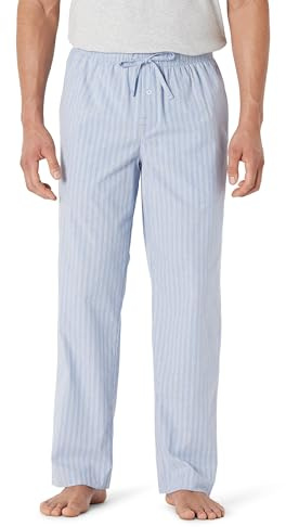 Amazon Essentials Pantalon de Pyjama en Popeline de Coton avec Cordon de Serrage à la Taille, Coupe Droite Homme