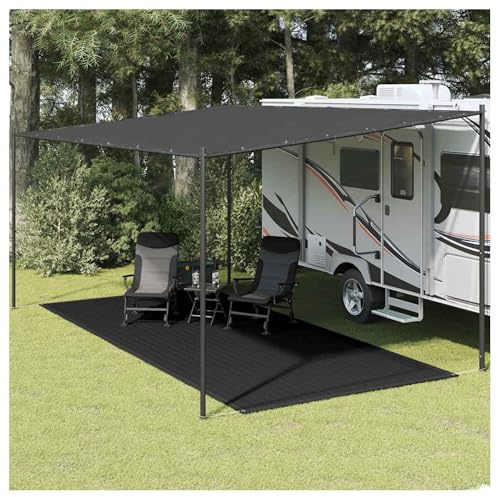 NUMNBE Camping Teppich Anthrazit Weiß 250x550 cm Hochdichtes Polyethylen Wasserabweisend Atmungsaktiv Für Zelt und Wohnwagenvorzelt (Schwarz)