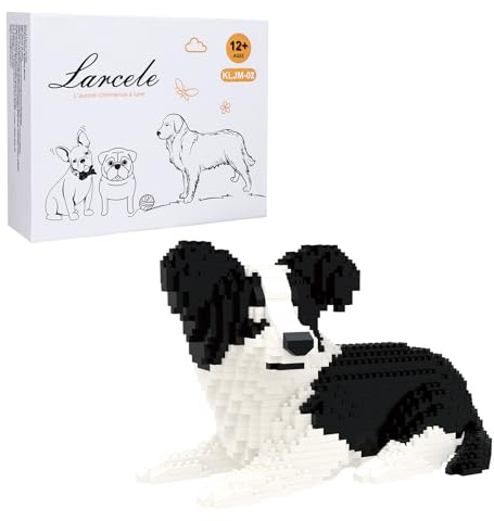Larcele 918 Pièces Micro Blocs de Construction Kit, Bricolage Mini Blocs de Briques Jouet Set pour Les 12 Ans et Plus KLJM-02 (Border Collie 2)