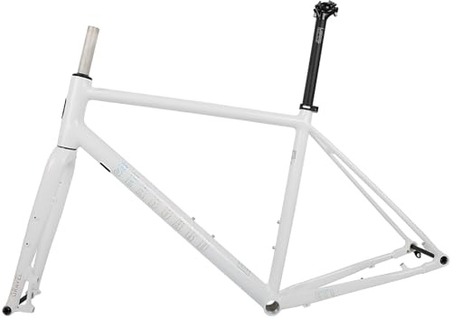 HZXQCVB 700C Gravel Telaio per Bici da Strada 44/47/50/53cm Freno A Disco Perno Passante 100/142mm Telaio Telaio in Lega di Alluminio con Forcella BSA BB68mm(White,440mm)