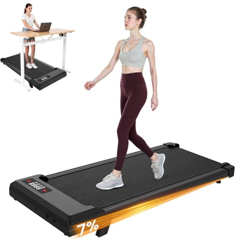 Walking Pad Treadmill with Incline, 2.5HP Under Desk Treadmill with Double Shock Absorption | 8KM/H Adjustable Speed | LED Display for Office Home Small Spaces, Installation Free (Black-85cm)