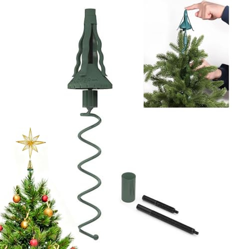 Christmas Tree Topper Holder, Unniversal Twist Christmas Tree Holder Support Stabilizer with Adjustable Accessory - Manual & Secure, Fit All Base Types for Xmas Festive Treetop Decors (Green)