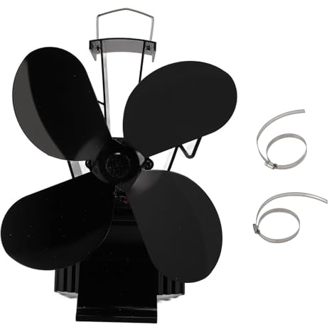 TOPINCN Holzofenventilator, 4 Flügel, Wärmebetriebener Ofen-Kaminventilator mit Magnetischem Thermometer für den Holzkamin zu Hause, Wärmebetriebener Luftzirkulationsventilator,