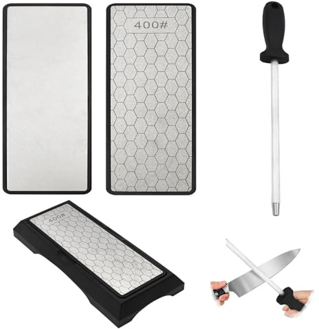400#1000#Diamant Schleifstein und Satz 1Stück Wetzstähle Doppelseitiger Diamant Diamant Messerschärfer Schleifstein für Schere, Messer Outdoor Küche Schärfwerkzeuge Grob,400#/Extra Fein,1000#