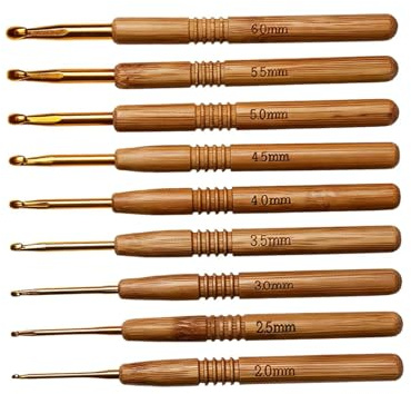 Bamboo Crochet Hook Set Lightweight Ergonomic Warm Handles for Crafters | Smooth polished tips prevent yarn snagging, compatible with various yarns, ideal gift for knitting and craft lovers