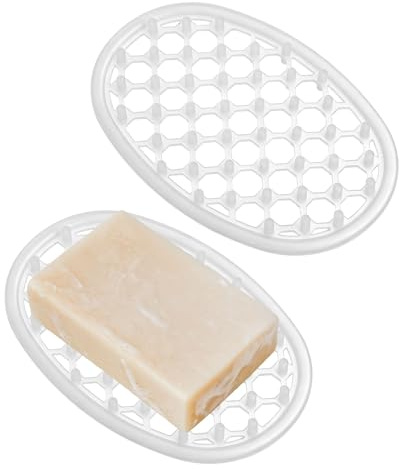 2 Stück Silikon-Seifenhalter rutschfeste Seifenschale für Dusche transparent oval mit effizienten Abflusslöchern für Waschbecken Küche Bad Badewanne und Dusche