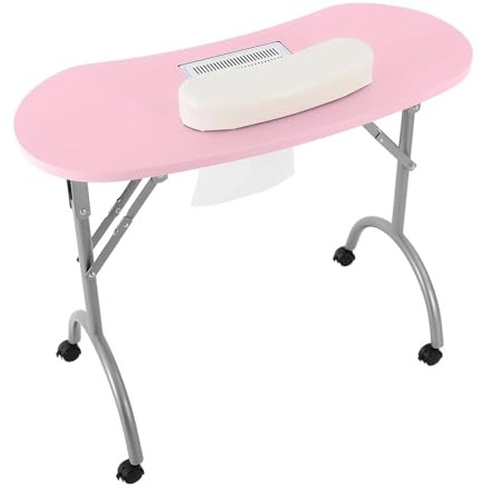 Maniküre-Tisch mit 3 Schubladen, Nageltisch, 100 x 40 x 76 cm, Nagelstudio-Schreibtisch, Computertisch, kleiner Arbeitstisch für Schönheitssalon, Spa (Rosa)
