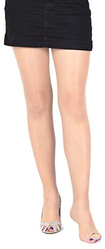 SENTELEGRI Toeless Sheer Summer Tights 15 Denier Open Toe (Light Beige, Large)