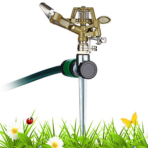 FANDE Aspersores de Jardín Impulse,Espiga Agua Riego Aspersor Rociador,Aspersores de riego Jardin automatico cesped aspersor de 360 Grados para el jardín, aspersor Giratorio al Aire Libre para el.