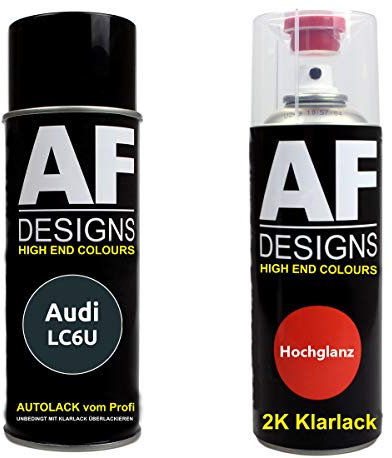 Autolack Spraydose Set für Audi LC6U Classicgrün Perl 2K Klarlack Basislack Sprühdose Spraydosen 2x400ml