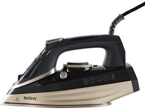 Beldray BEL0820PL Ultra Ceramic 3100W Steam Iron - Dual Soleplate Technology, Variable Temperature Control & Continuous Steam, Easy Grip Handle, 300ml Water Tank, Anti-Calc/Drip Function, Platinum