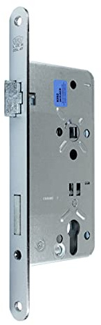 BKS Haustürschloss/Türschloss für Profilzylinder, Dornmaß 65mm, Entfernung: 92mm, Stulp: 24x280mm abgerundet, DIN Links incl. SN-TEC® Montageset