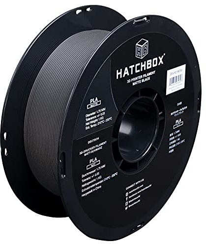 HATCHBOX Matte PLA 3D Printer Filament, Dimensional Accuracy +/- 0.03 mm, 1 kg Spool, 1.75 mm, Black