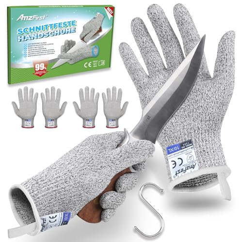 AmzFirst 2 paia di guanti da cucina resistenti al taglio, di qualità alimentare, livello 5, protezione antitaglio, guanti da lavoro, guanti da giardinaggio, guanti da intaglio per intaglio del legno,