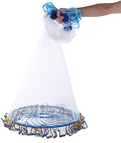 Épervier de Pêche Facile à Lancer 2,4 M/7,9 Pieds Piège à Appâts en Nylon à 360 Degrés Piège à Poisson Télescopique Activités Pêche Lancer des Filets en Eau Douce pour Bait Trap Fish
