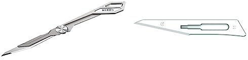 Nitecore NTK05 Ultra Tiny Titanium Keychain Knife, Schwarz & Gima - Sterile Klingen aus Kohlenstoffstahl mit abgerundeter Sicherheitsspitze, zum Einmalgebrauch, Nr. 11, 100 einzeln verpackte Klingen